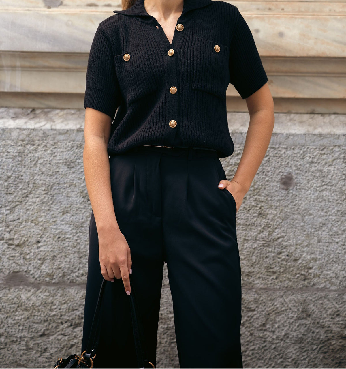 The Mayfair Gold-Button Knit Polo