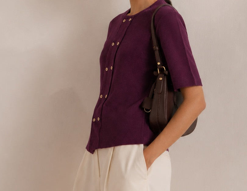 The Royal Plum Double-Breasted Top