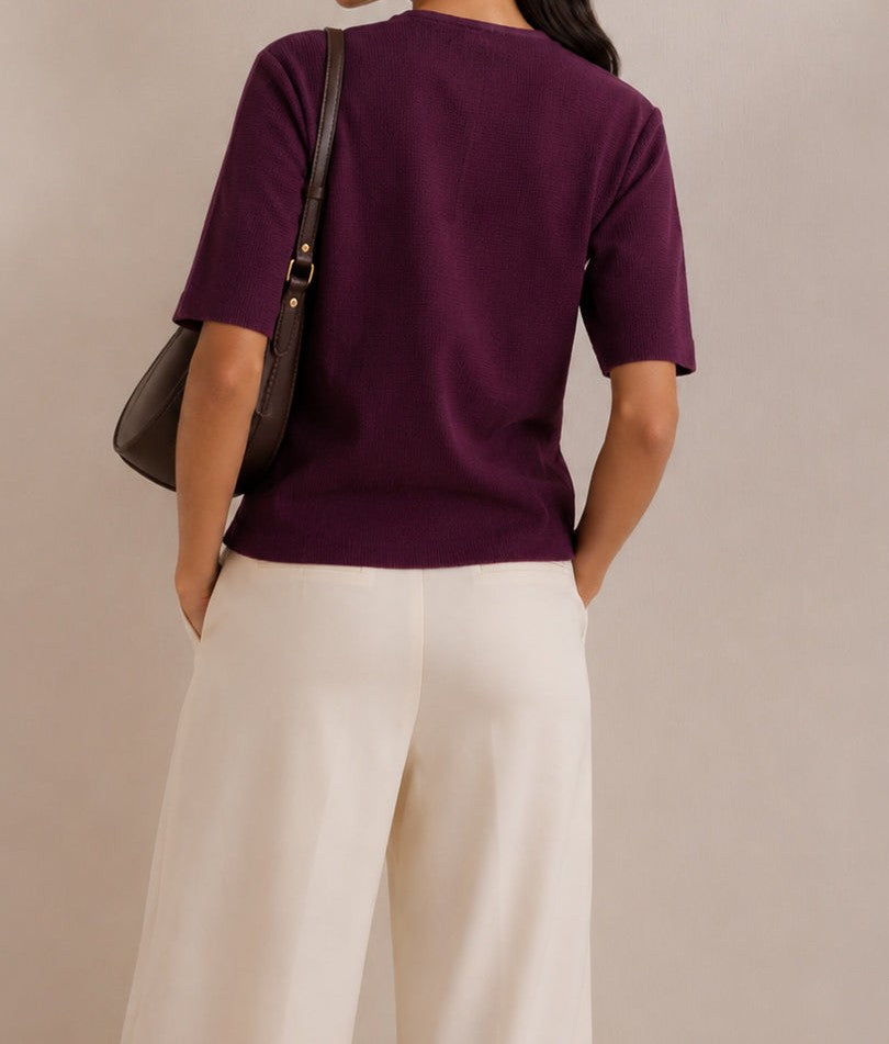 The Royal Plum Double-Breasted Top