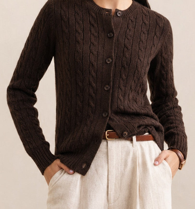 The Espresso Cable-Knit Cardigan