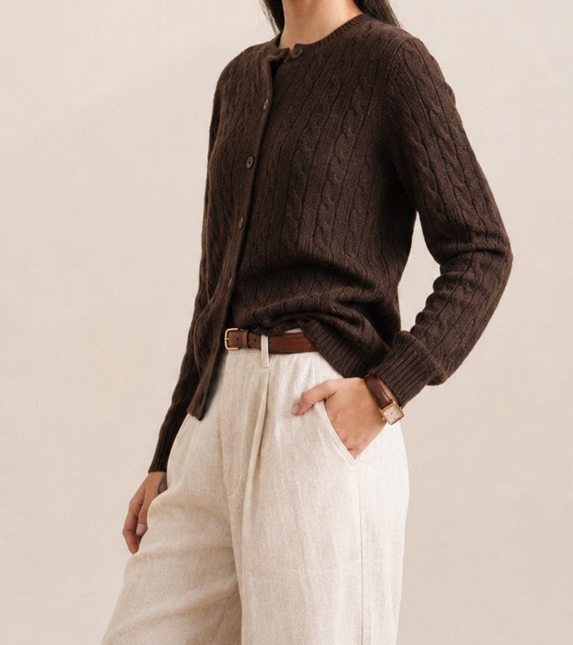 The Espresso Cable-Knit Cardigan