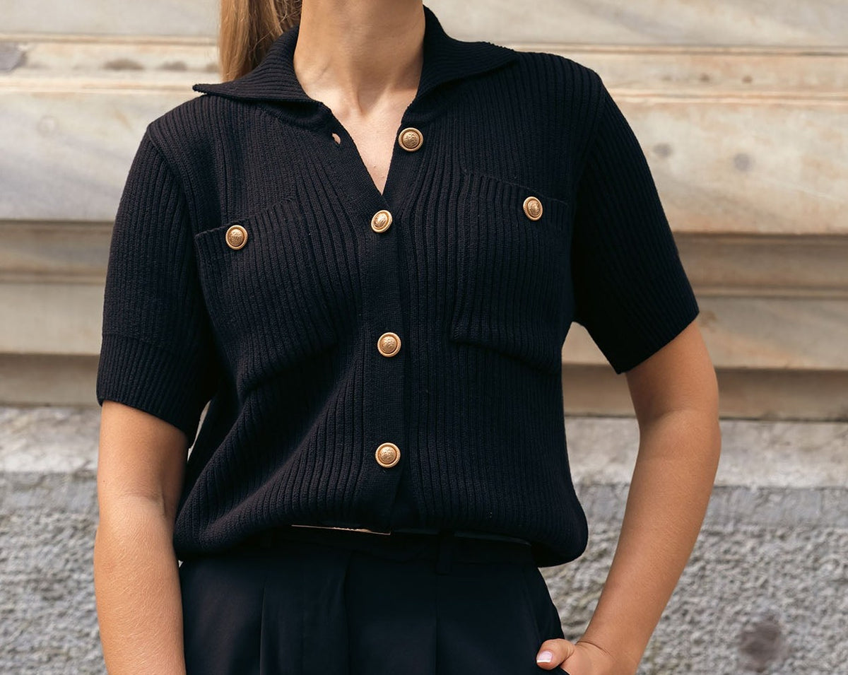 The Mayfair Gold-Button Knit Polo