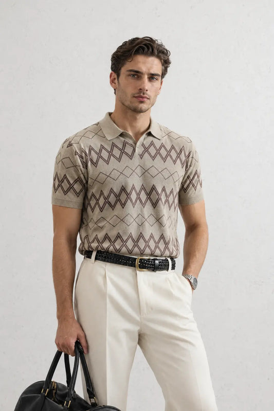 Monaco Geometric Knit Polo