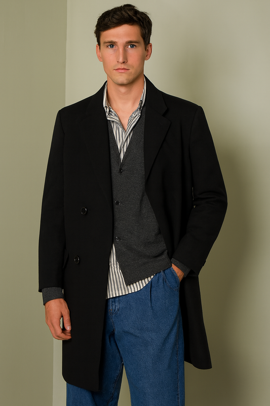 The Regent Black Overcoat