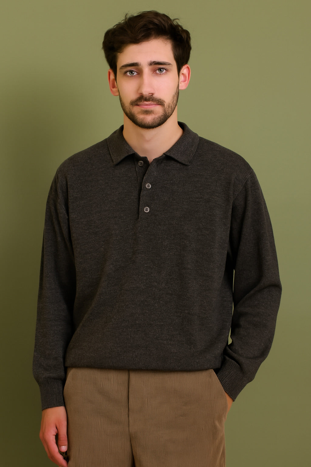 The Oxford Charcoal Polo Sweater