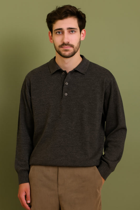 The Oxford Charcoal Polo Sweater