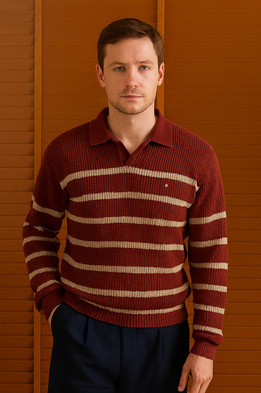 Parallel Rust Polo Sweater