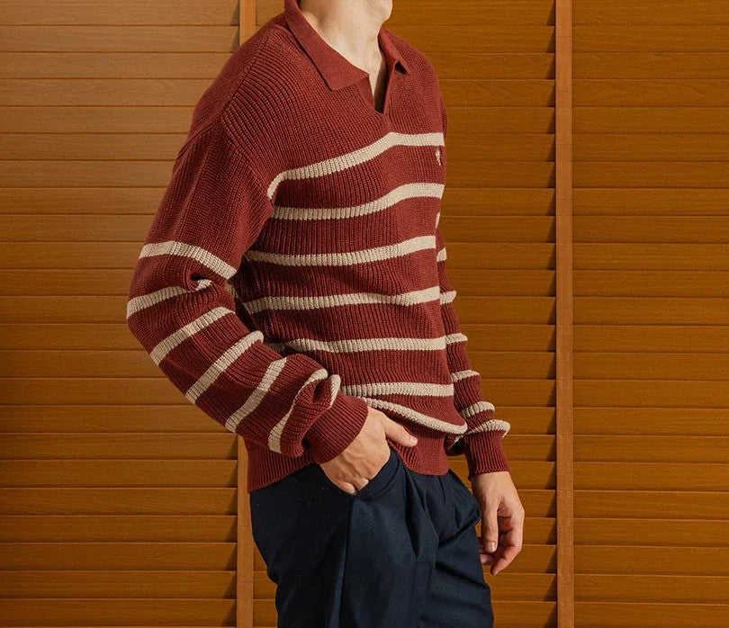 Parallel Rust Polo Sweater