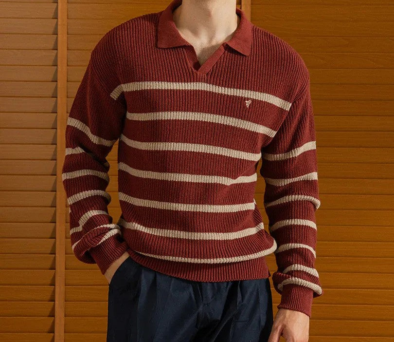 Parallel Rust Polo Sweater