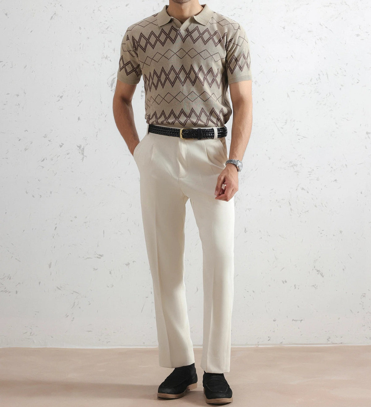 Monaco Geometric Knit Polo